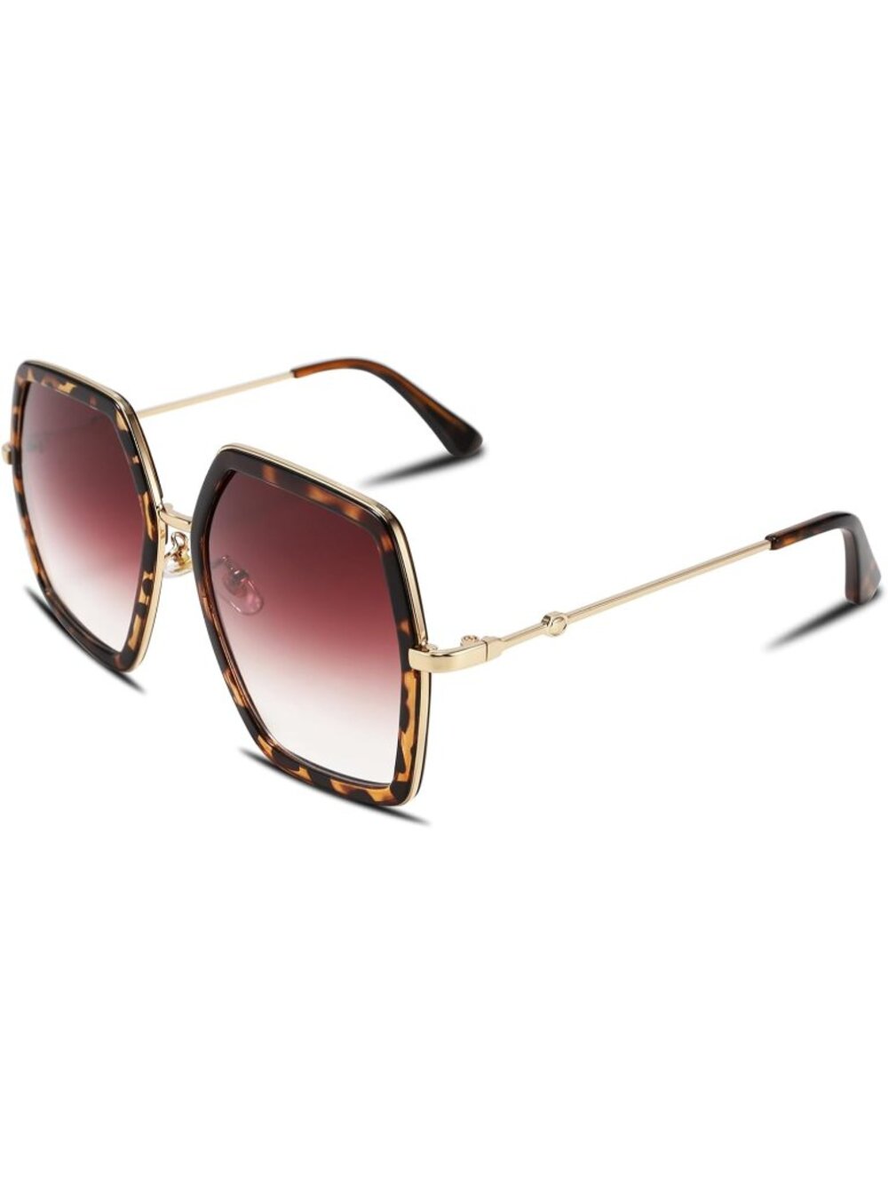 Women's Large Hexagon Inspired Sunglasses Irregular Geometric B2503 Leopard